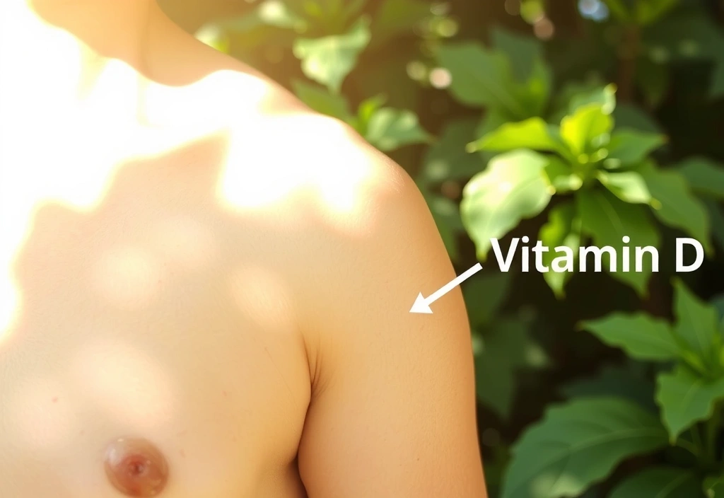 Słońce świecące na skórę, symbolizujące produkcję witaminy D.