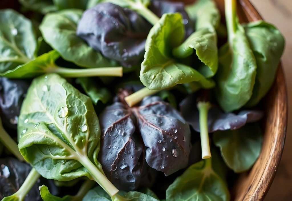 Świeży szpinak i jarmuż w misce