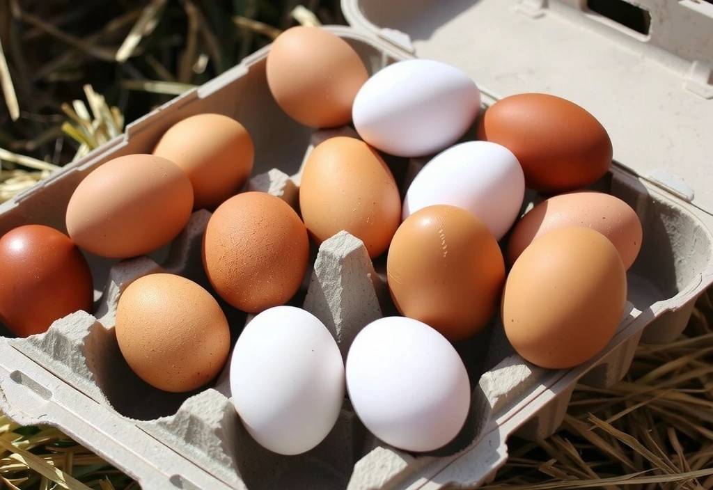 Świeże jajka na farmie