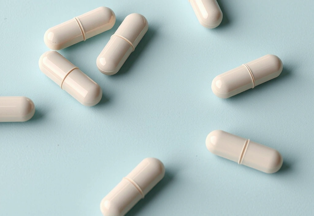 Suplementy diety w kapsułkach, symbolizujące suplementację witaminy D.